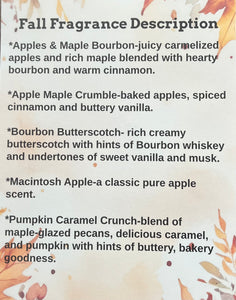Handmade Hand Poured Soy Wax Melts Fall Fragrances
