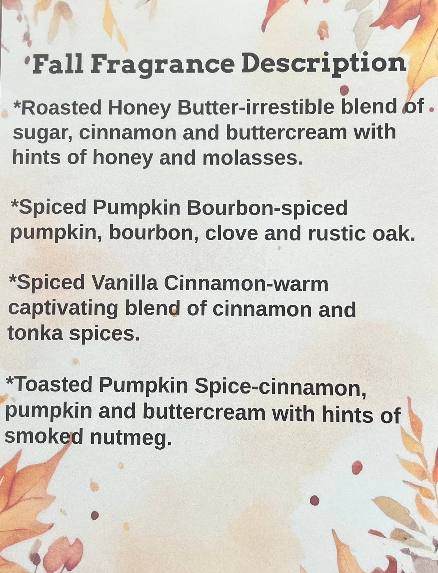 Handmade Hand Poured Soy Wax Melts Fall Fragrances