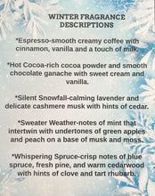 Load image into Gallery viewer, Handmade Hand Poured Soy Wax Melts Winter Fragrances