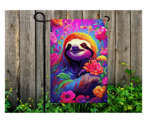 Yard Flag Garden Flag Indoor Outdoor Decor Decoration 12" x 18" Polyester Vibrant Colorful Sloth Floral