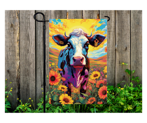 Yard Flag Garden Flag Indoor Outdoor Decor Decoration 12" x 18" Polyester Vibrant Colorful Black White  Cow Animal