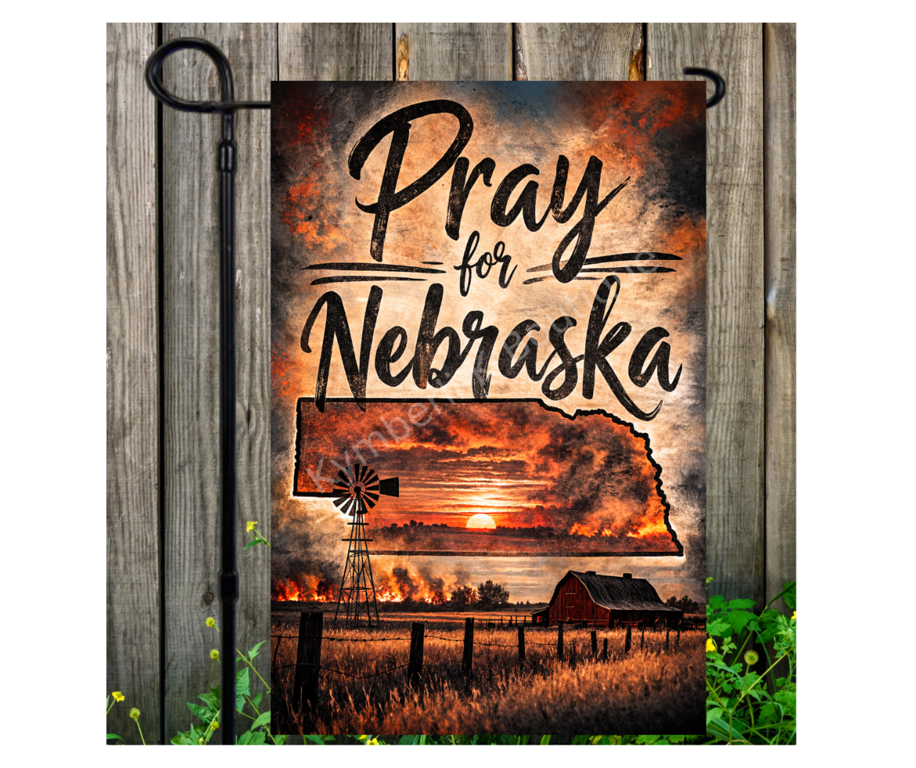 Nebraska Strong Garden Flag | Pray for Nebraska Flag | Nebraska Wildfire Support | Firefighter Tribute Flag | Nebraska State Garden Flag | 12x18 Outdoor Flag