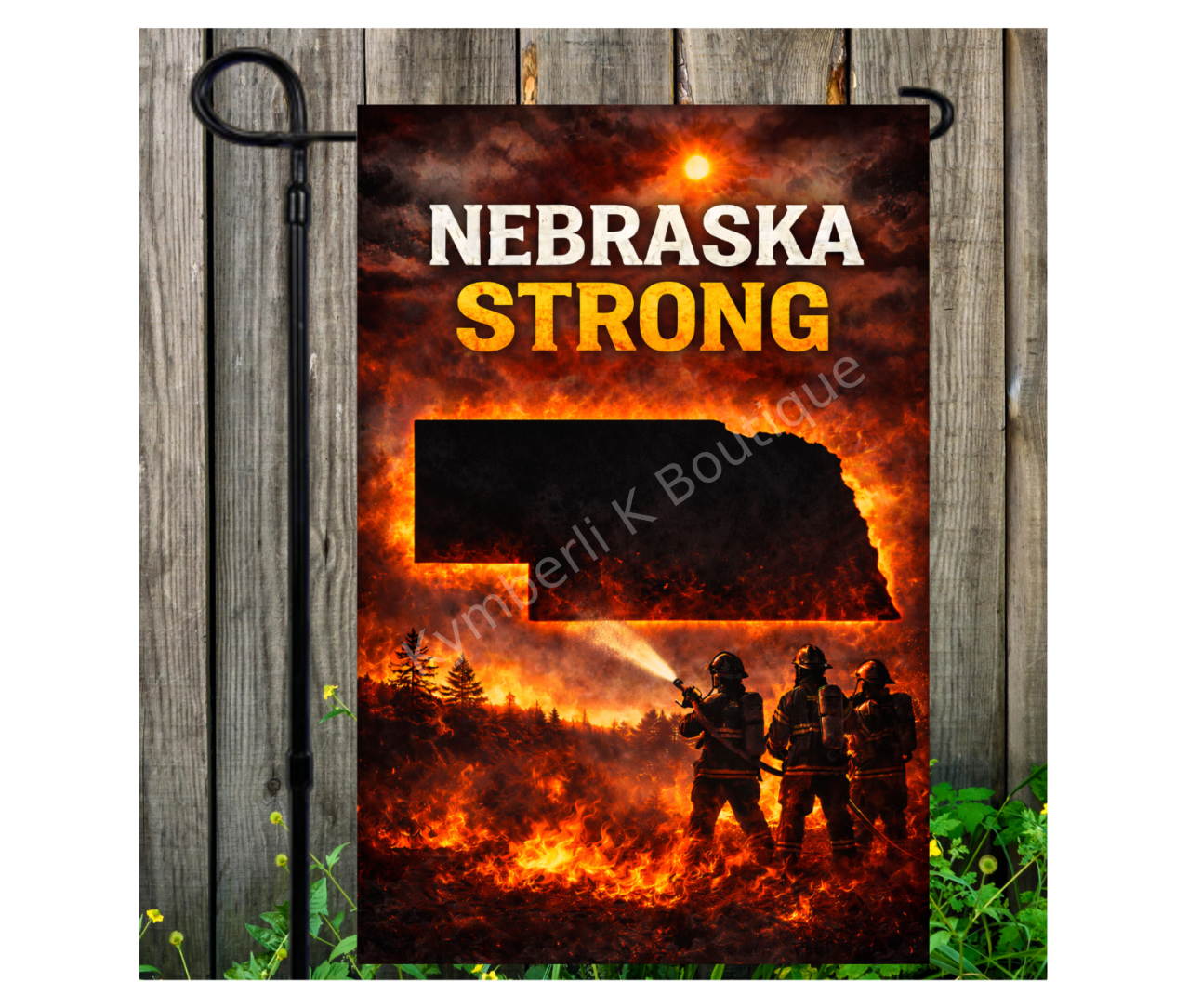 Nebraska Strong Garden Flag | Pray for Nebraska Flag | Nebraska Wildfire Support | Firefighter Tribute Flag | Nebraska State Garden Flag | 12x18 Outdoor Flag