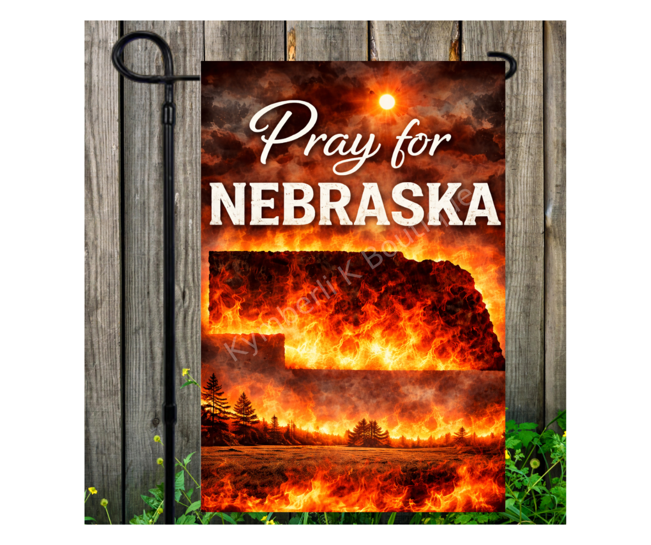 Nebraska Strong Garden Flag | Pray for Nebraska Flag | Nebraska Wildfire Support | Firefighter Tribute Flag | Nebraska State Garden Flag | 12x18 Outdoor Flag