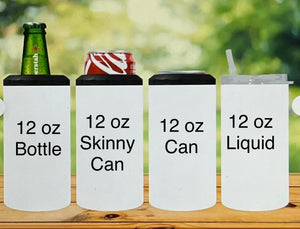 12 oz Stainless Steel 4 in 1 Can Cooler 2nd Lid Straw Weekend Forecast Drinking Alcohol Bottles Camping Campfire Campsit