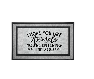 Door Mat Welcome, Wedding Gift, Housewarming 18" x 30" Hope like Animals Entering Zoo