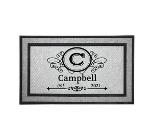 Personalized Monogram Door Welcome Mat Wedding Anniversary Housewarming Gift 18" x 30" 2 Styles Choices Letter C