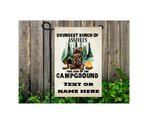Yard Flag Garden Flag 12" x 18" Polyester Drunk A$$hole Campground Camping Add Name