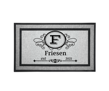 Load image into Gallery viewer, Personalized Monogram Door Welcome Mat Wedding Anniversary Housewarming Gift 18&quot; x 30&quot; 2 Styles Choices Letter F