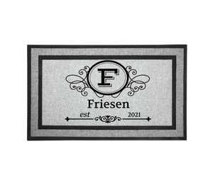 Personalized Monogram Door Welcome Mat Wedding Anniversary Housewarming Gift 18" x 30" 2 Styles Choices Letter F