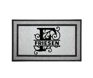 Personalized Monogram Door Welcome Mat Wedding Anniversary Housewarming Gift 18" x 30" 2 Styles Choices Letter F