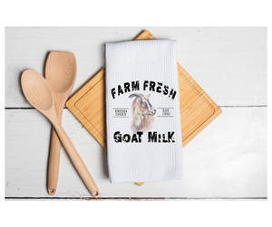 Waffle Towel Kitchen Bath 16" X 24" Farm Fresh Goat Milk
