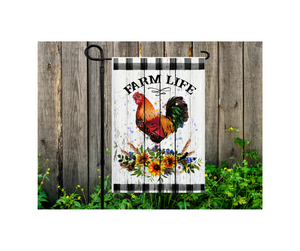 Yard Flag Garden Flag 12" x 18" Polyester Farm Life Rooster