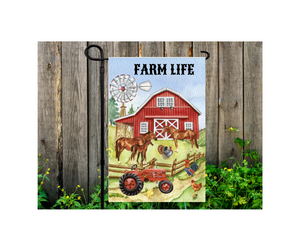 Yard Flag Garden Flag 12" x 18" Polyester Farm Life Barn Windmill Tractor