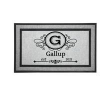 Load image into Gallery viewer, Personalized Monogram Door Welcome Mat Wedding Anniversary Housewarming Gift 18&quot; x 30&quot; 2 Styles Choices Letter G