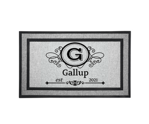 Personalized Monogram Door Welcome Mat Wedding Anniversary Housewarming Gift 18" x 30" 2 Styles Choices Letter G