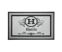 Load image into Gallery viewer, Personalized Monogram Door Welcome Mat Wedding Anniversary Housewarming Gift 18&quot; x 30&quot; 2 Styles Choices Letter H