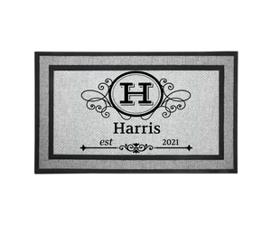 Personalized Monogram Door Welcome Mat Wedding Anniversary Housewarming Gift 18" x 30" 2 Styles Choices Letter H