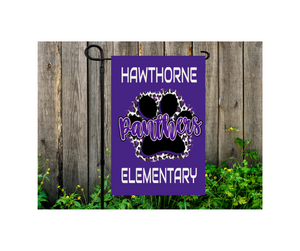 Yard Flag Garden Flag 12" x 18" Polyester Hawthorne Elementary Panthers Hastings Purple Paw