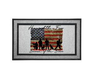 Door Mat Welcome, Wedding Gift, Housewarming 18" x 30" USA Soldier Home of Free Brave