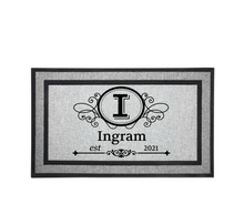 Load image into Gallery viewer, Personalized Monogram Door Welcome Mat Wedding Anniversary Housewarming Gift 18&quot; x 30&quot; 2 Styles Choices Letter I