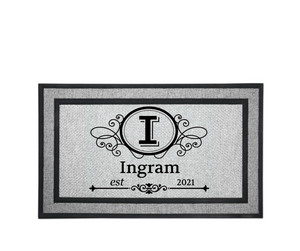Personalized Monogram Door Welcome Mat Wedding Anniversary Housewarming Gift 18" x 30" 2 Styles Choices Letter I