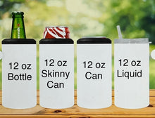 Load image into Gallery viewer, 12 oz Stainless Steel 4 in 1 Can Cooler 2nd Lid Straw Bottle Can Beach Life Messy Bun