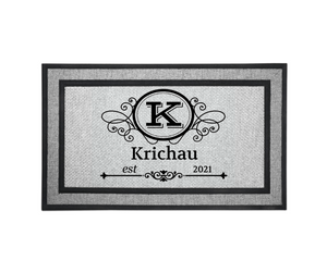 Personalized Monogram Door Welcome Mat Wedding Anniversary Housewarming Gift 18" x 30" 2 Styles Choices Letter K