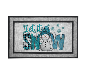 Door Mat Welcome, Wedding Gift, Housewarming 18" x 30" Let It Snow Blue Snowman Winter Cute
