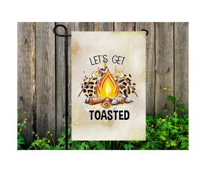 Yard Flag Garden Flag 12" x 18" Polyester Camping Campsite Lets Get Toasted Campfire