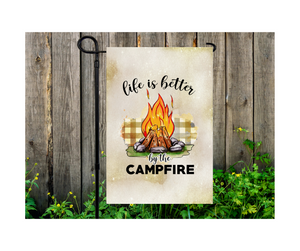 Yard Flag Garden Flag 12" x 18" Polyester Camping Campsite Life Better By the Campfire