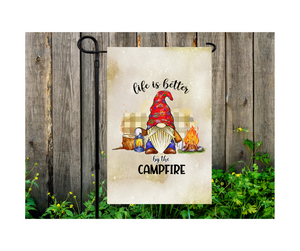 Yard Flag Garden Flag 12" x 18" Polyester Camping Campsite Life Better By the Campfire Gnome