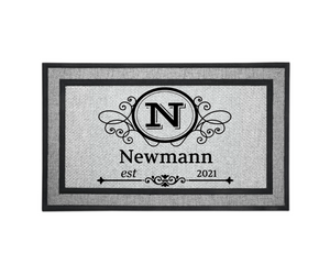 Personalized Monogram Door Welcome Mat Wedding Anniversary Housewarming Gift 18" x 30" 2 Styles Choices Letter N
