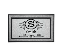 Load image into Gallery viewer, Personalized Monogram Door Welcome Mat Wedding Anniversary Housewarming Gift 18&quot; x 30&quot; 2 Styles Choices Letter S