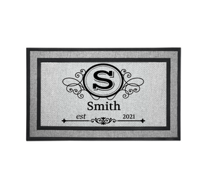 Personalized Monogram Door Welcome Mat Wedding Anniversary Housewarming Gift 18" x 30" 2 Styles Choices Letter S