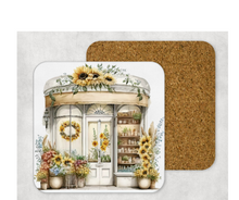 Load image into Gallery viewer, Hardboard Cork Back Set of 4 Square Coasters Gift Housewarming Home Sunflower Shops
