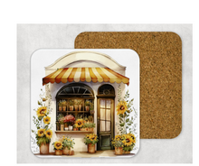 Load image into Gallery viewer, Hardboard Cork Back Set of 4 Square Coasters Gift Housewarming Home Sunflower Shop
