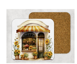 Hardboard Cork Back Set of 4 Square Coasters Gift Housewarming Home Sunflower Shop