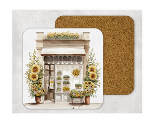 Hardboard Cork Back Set of 4 Square Coasters Gift Housewarming Home Sunflower Shops