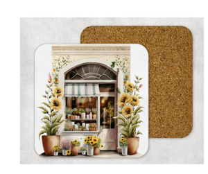 Hardboard Cork Back Set of 4 Square Coasters Gift Housewarming Home Sunflower Shop