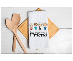 Waffle Towel Kitchen Bath 16" X 24" Thank You For Being A Friend Golden