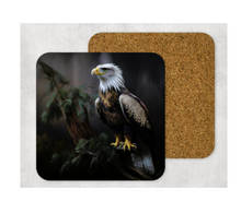 Load image into Gallery viewer, Hardboard Cork Back Set of 4 Square Coasters Gift Housewarming Home Eagles Wildlife