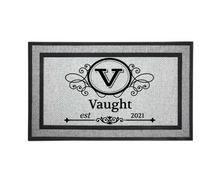 Load image into Gallery viewer, Personalized Monogram Door Welcome Mat Wedding Anniversary Housewarming Gift 18&quot; x 30&quot; 2 Styles Choices Letter V