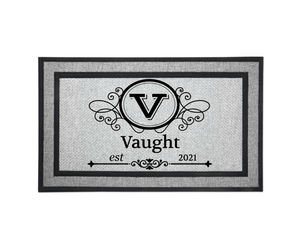 Personalized Monogram Door Welcome Mat Wedding Anniversary Housewarming Gift 18" x 30" 2 Styles Choices Letter V