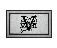 Load image into Gallery viewer, Personalized Monogram Door Welcome Mat Wedding Anniversary Housewarming Gift 18&quot; x 30&quot; 2 Styles Choices Letter V