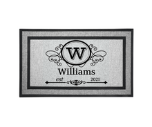 Load image into Gallery viewer, Personalized Monogram Door Welcome Mat Wedding Anniversary Housewarming Gift 18&quot; x 30&quot; 2 Styles Choices Letter W