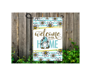Yard Flag Garden Flag 12" x 18" Polyester Daisy Gnome Welcome to our Home