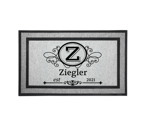 Personalized Monogram Door Welcome Mat Wedding Anniversary Housewarming Gift 18" x 30" 2 Styles Choices Letter Z