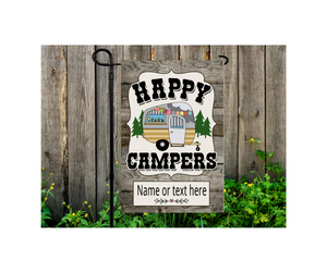 Yard Flag Garden Flag 12" x 18" Polyester Happy Campers Camping Name or Text